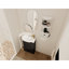 Meuble-lavabo moderne en châtaignier noir avec lavabo en céramique et rangement réglable