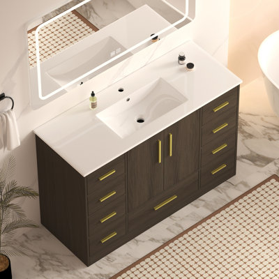 Meuble-lavabo avec 2 portes à fermeture douce et 9 tiroirs