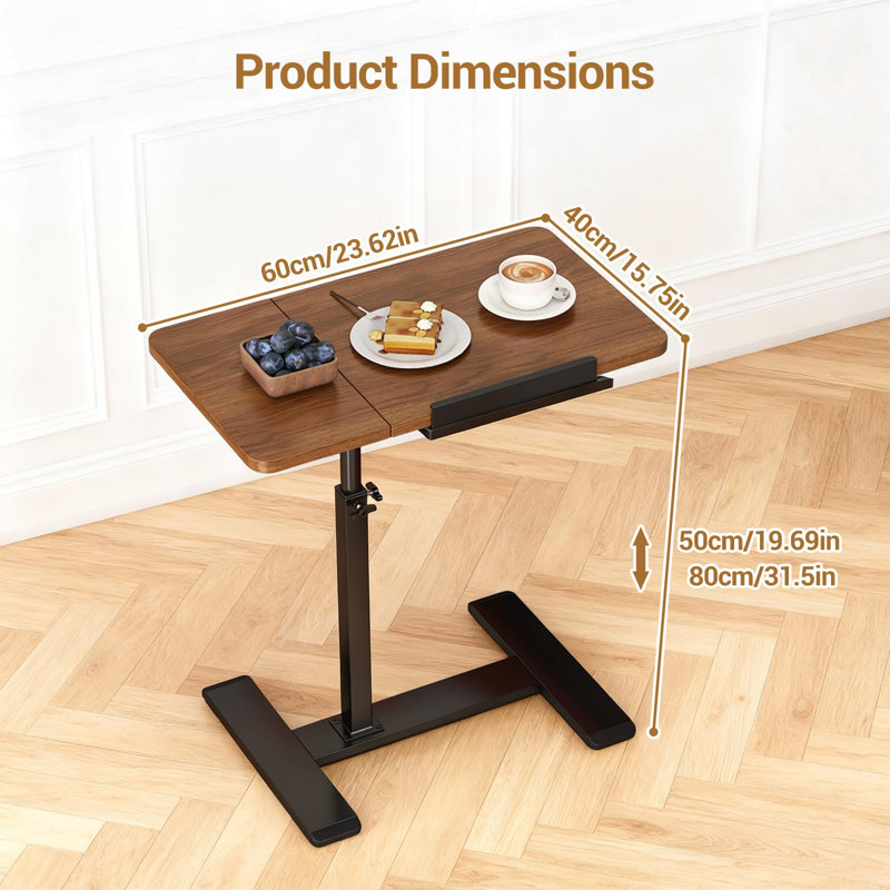 Adjustable Metal Base Computer Desk, Brown