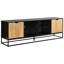 Meuble télé noir 72 po avec console en métal pour salon multimédia moderne et central
