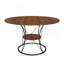 Table de salle à manger extensible de 43 pouces pour 4 à 6 personnes, table de cuisine de ferme extensible avec tablette de rangement et base en métal, table extensible en bois brun et noir de 43 à 59 pouces, grande table ronde pour la maison (sans chaises)