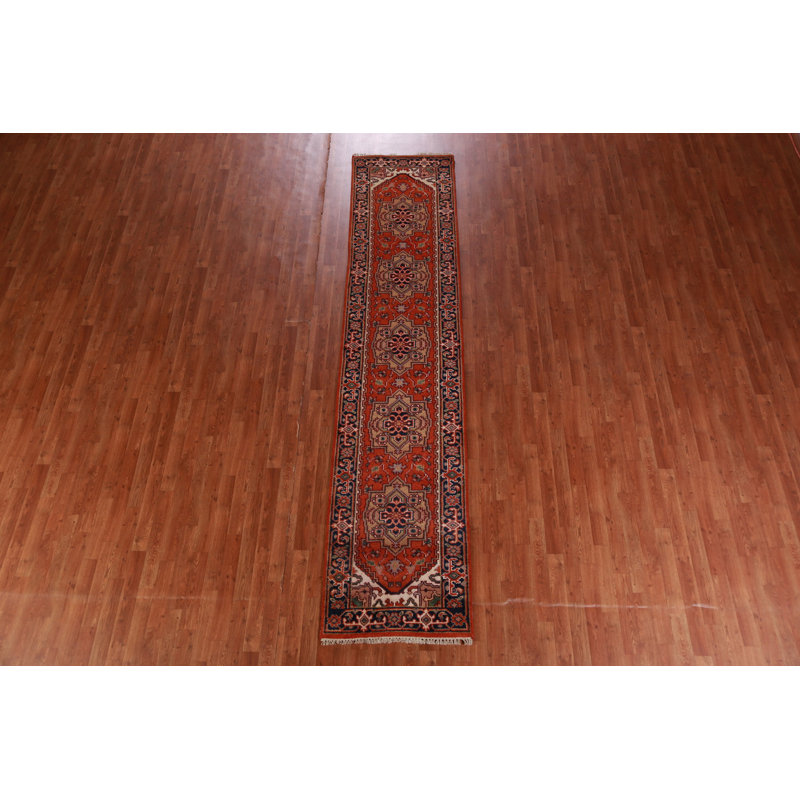 Tapis de couloir indien traditionnel en laine à motif géométrique 3 x 12