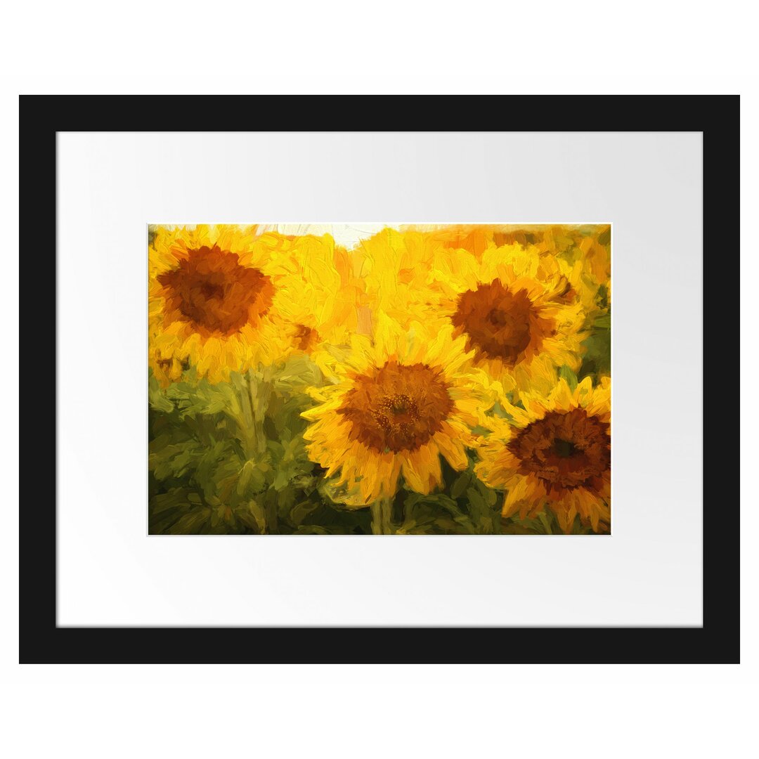 Gerahmtes Poster Sonnenblumen auf dem Feld