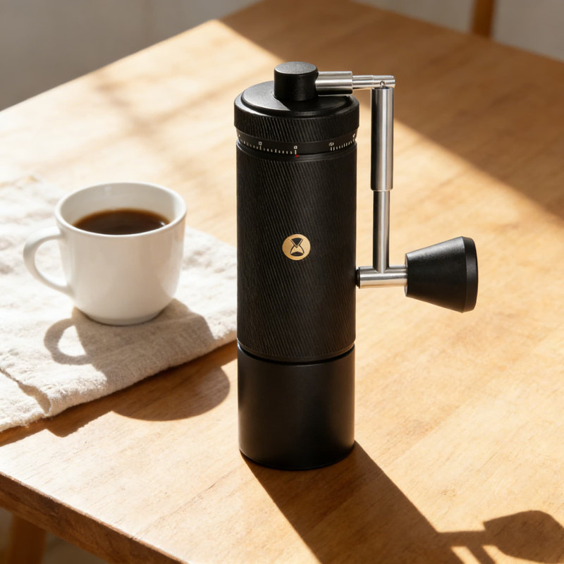 Manual Coffee Grinder With External Adjustment For Espresso, All-Metal Integrated Body, Folding Handle, And High-Precision Burrs