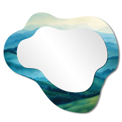 Countryside Rolling Hills In The Mist I - Countryside Cloud Decorative Wall Mirror, Country Vanity Mirror, Printed on Metal