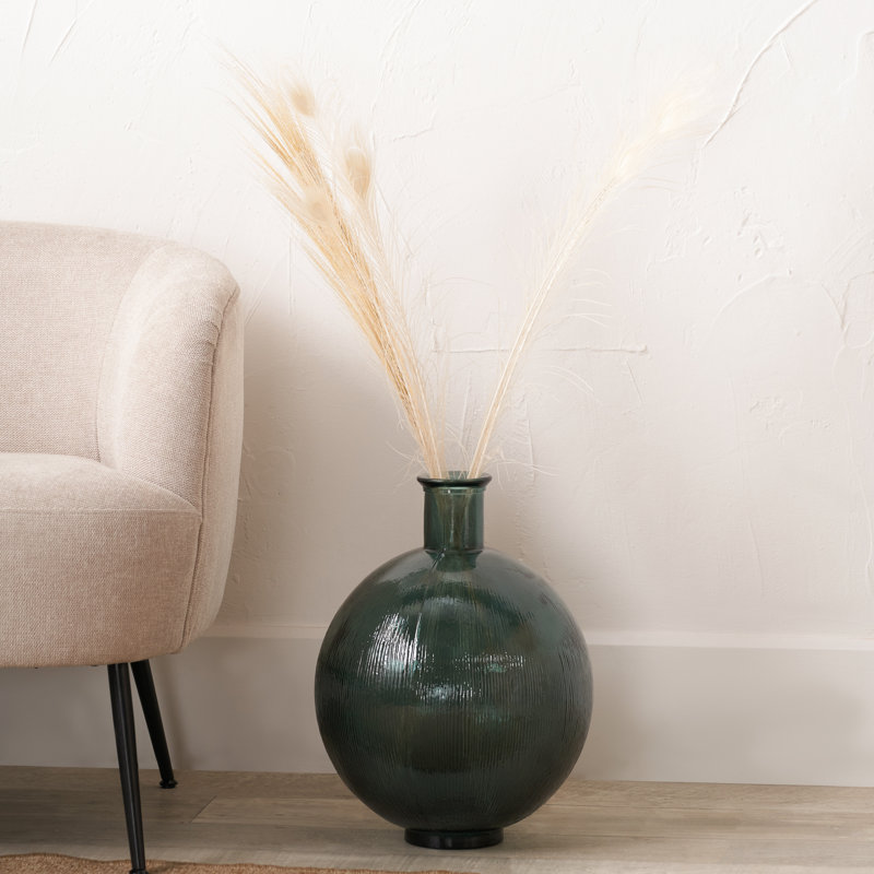Round Recycled Glass Vase, Sea Green