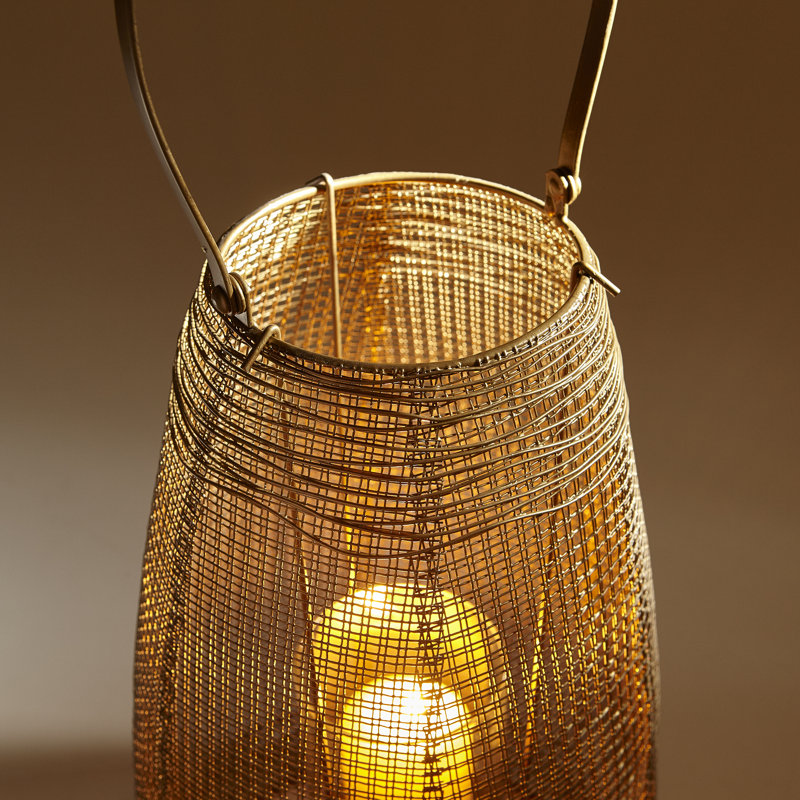 Gauze Lantern, Gold, 23.25" H x 8.75" W x 8.75" D
