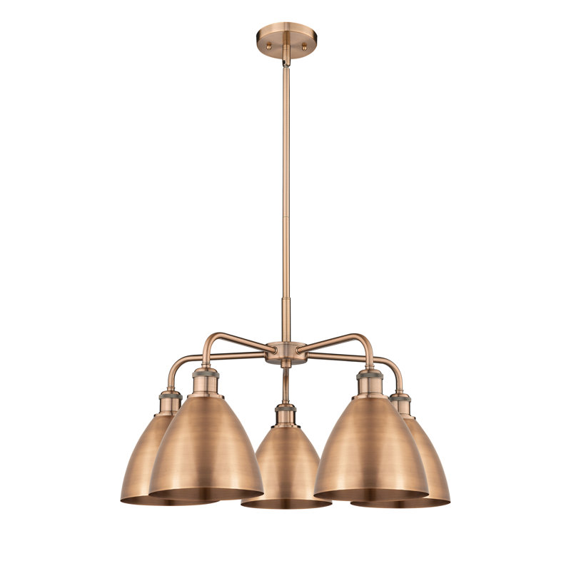 Lustre en dôme à 5 lumières Trickett, Cuivre antique, Cuivre antique
