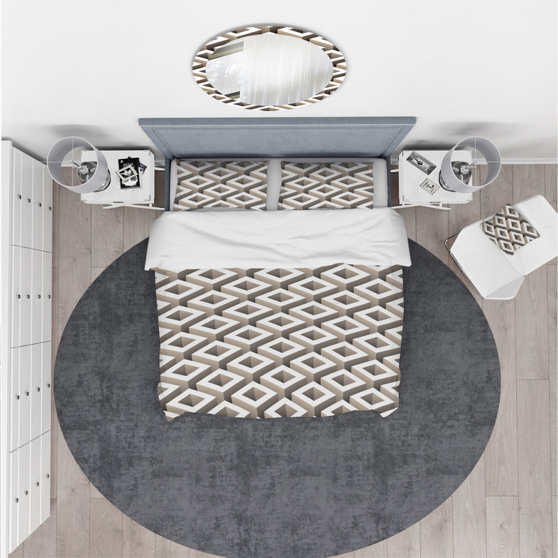 Ensemble de housse de couette scandinave, Housse de couette très grand + 2 taies décoratives