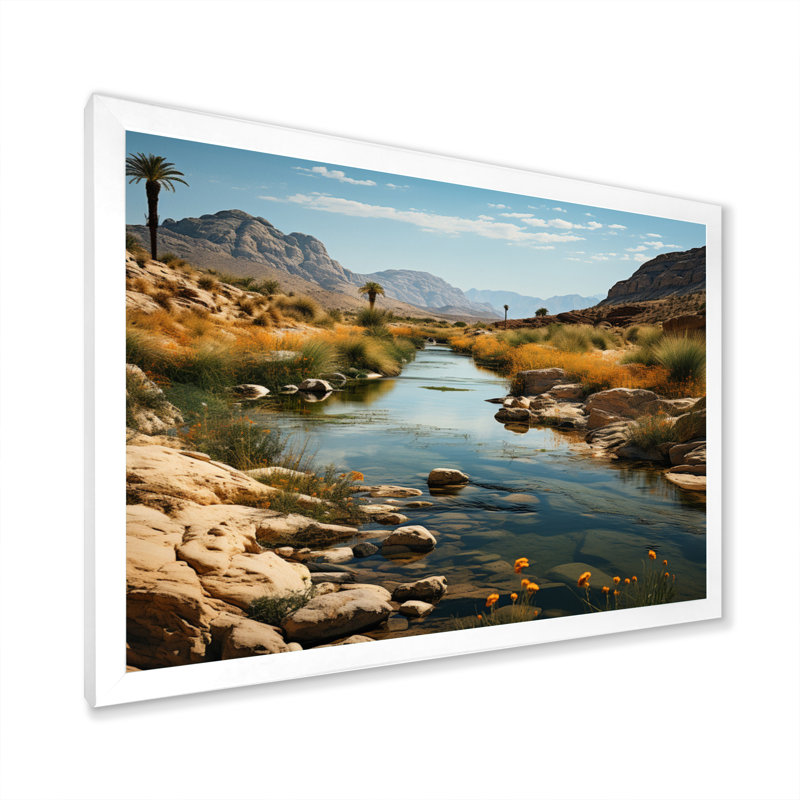 Désert oasis III sur toile, H 12 po x l 20 po x P 1 po, Cadre photo blanc