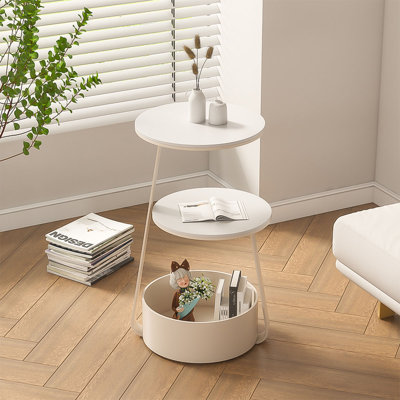 Table d'appoint en pierre frittée crème 14,57 po