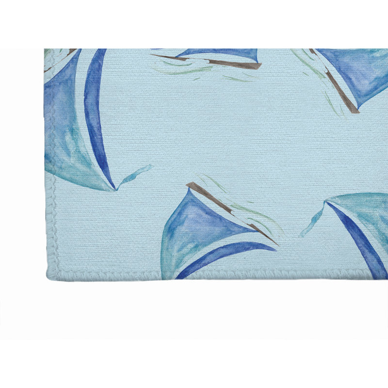 Summer Sailboats Outdoor Rug, Runner 2'6" x 8'