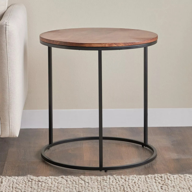 Round End Table | Elegant Accent Table for Living Room 21.6"