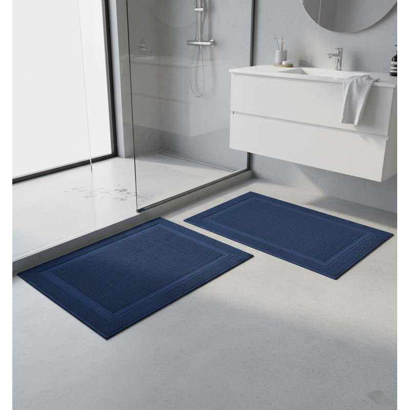 Cotton Bath Mat, Tranquil Navy