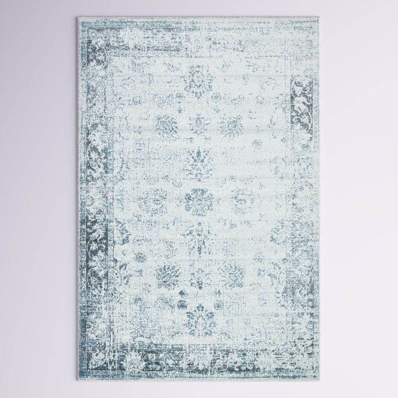 Brandt Rug, Rectangle 5'1" x 8', No, Light Blue/Navy