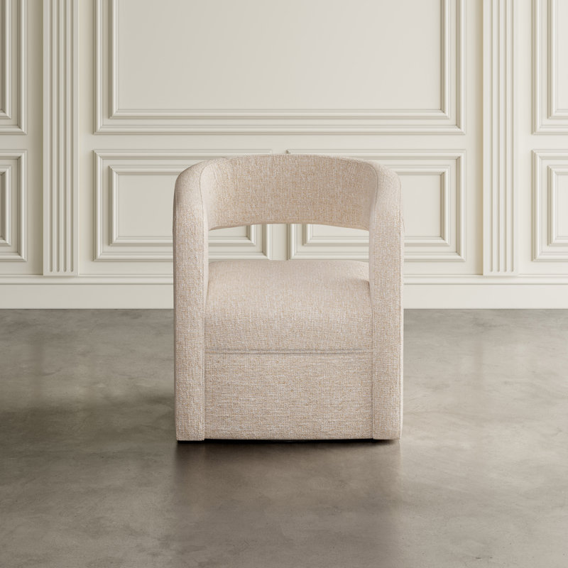 Cascia 30" W Polyester Swivel Barrel Chair, Natural 
