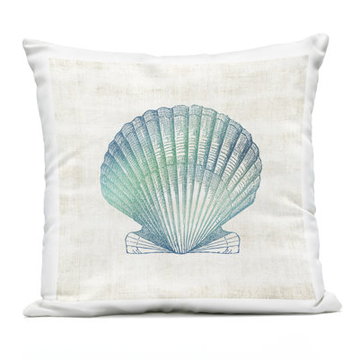 Gradient Clam Seashell Design by Susan Arnot Outdoor Printed Pillow