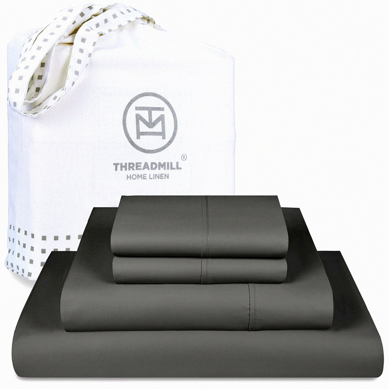Luxury Comfort 500TC Deep Pocket Full Bed Sheet Set - Soft & Fade Resistant 100% Cotton - Solid Dark Gray - 4-Piece (1 Flat, 1 Fitted Sheet, 2 Pillow Covers)