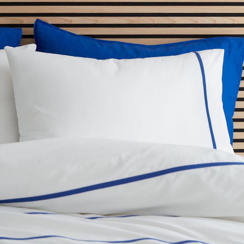 Herringbone Trim Stripe 200 Thread Count Cotton Duvet Cover Set, Double Duvet Cover Set + 2 Standard Pillowcases