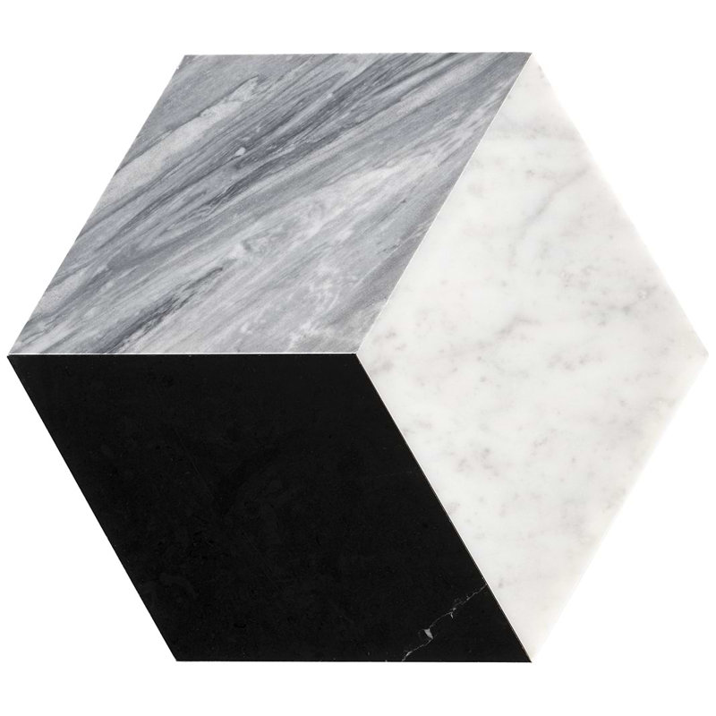 Havasar 8x9 Hexagon Honed Marble Mosaic Tile, Grigio Honed