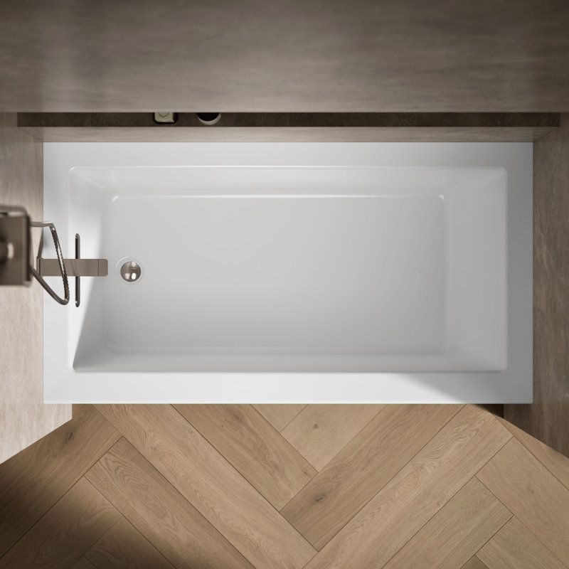 Underscore 60" x 32" Rectangular Alcove Soaking Bathtub with Integral Apron, Left