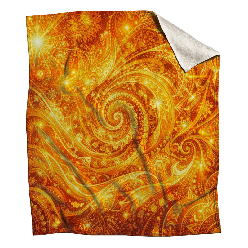 Golden Swirling Patterns Blankets, 60in W x 80in H
