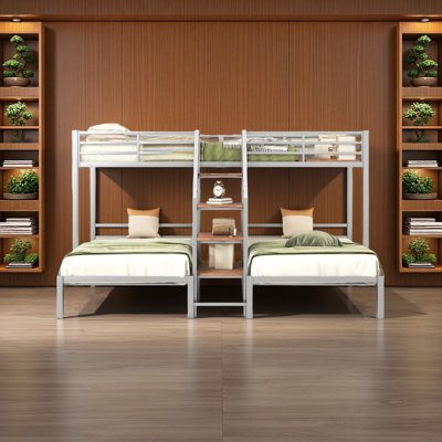 Metal Twin Over Twin & Twin Bunk Bed, Triple Bunk Bed by Mason & Marbles