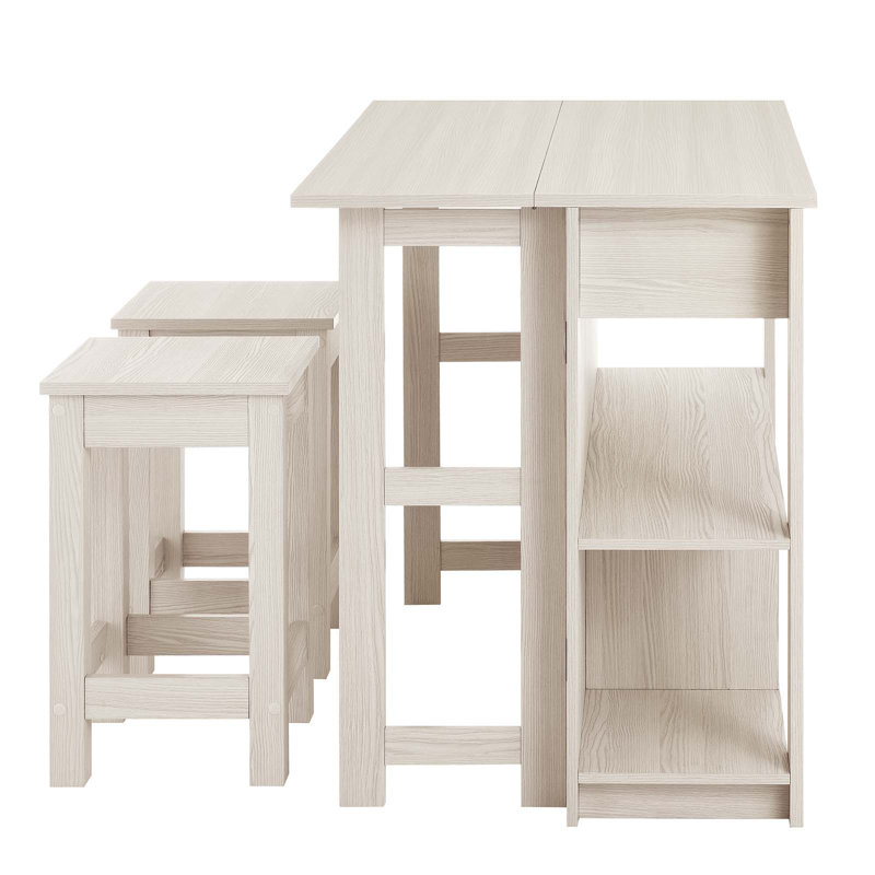 Meadowbrook White 3-Piece Kitchen Island Set with Stools