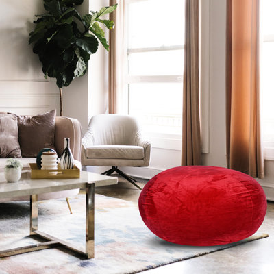 Pouf de sol en velours rouge de 90 cm. Fauteuil de sol élégant. Housse lavable, mousse mémoire de forme. Coutures doubles, design tendance. Fabriqué en sac - 90 cm. Assise confortable pour toute la famille. Rembourrage en mousse. Coutures doubles.