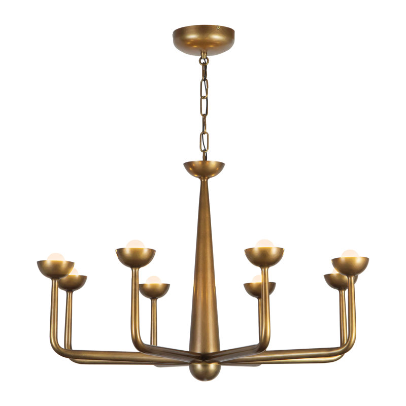 Spade 30-in White dimmable LED Chandelier, Antique Brass