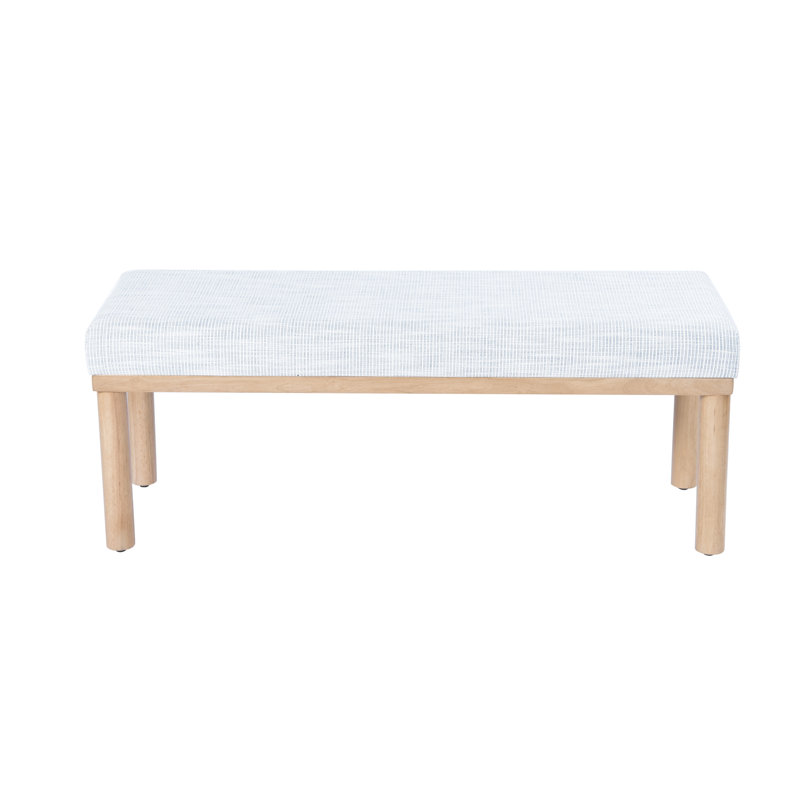 Shikera Upholstered Bench, Blue Pinstripe Woven