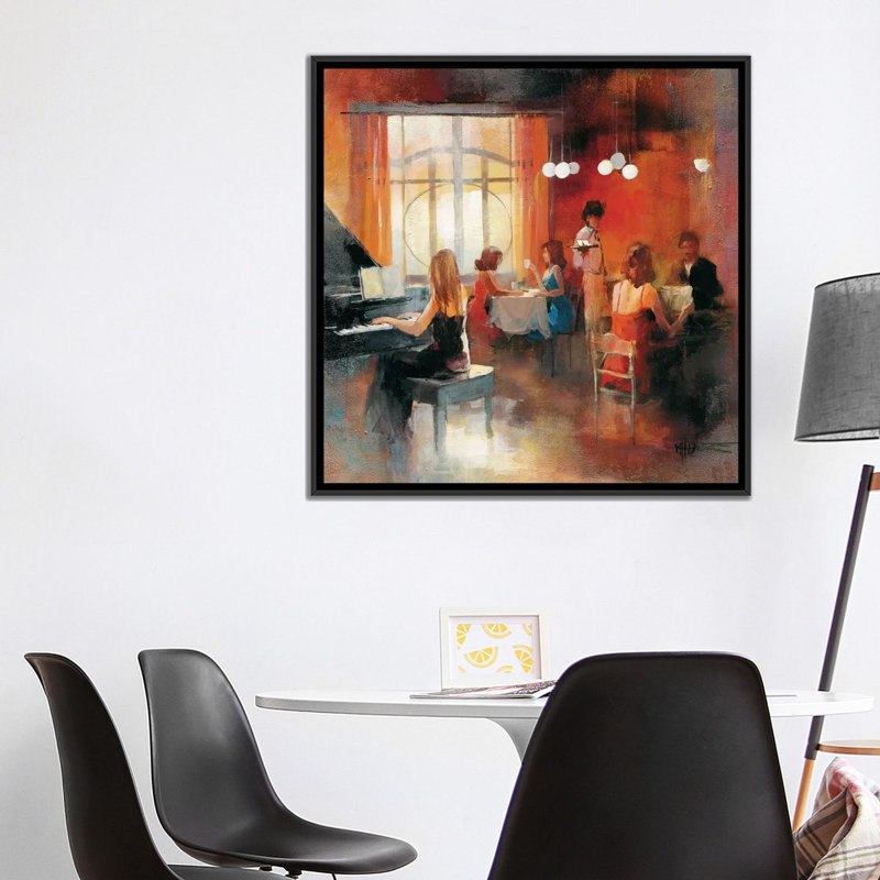 « rendez-vous i », reproduction d’art sur toile, H 18 po x l 18 po x P 1,5 po, Toile encadrée noire, Pas de tapis