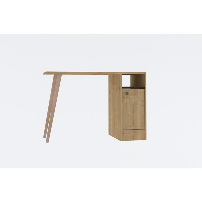 Modern Study Desk with Wall-Mount Option, Oak Finish, 43.3 x 29.1 x 19.7 inches | 100% Melamine Coated Particle Board, Thickness: 0.7 inches | Sleek Scandinavian Design for Home Office & School Use