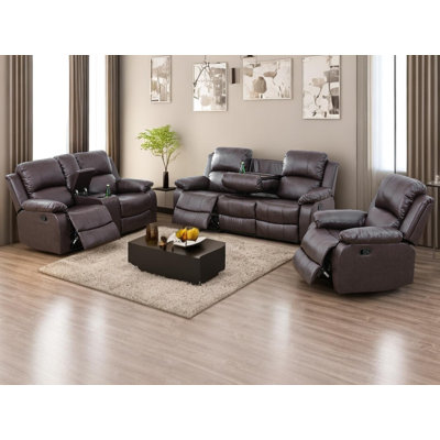 3-Piece Manual Reclining Living Room Sofa Set