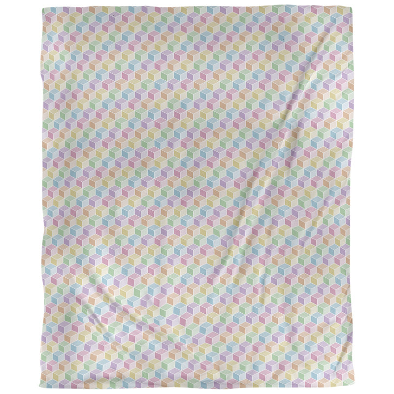 Tissu cube en arc-en-ciel, Pastel, L 54 po x l 36 po, Lin huître palazzo