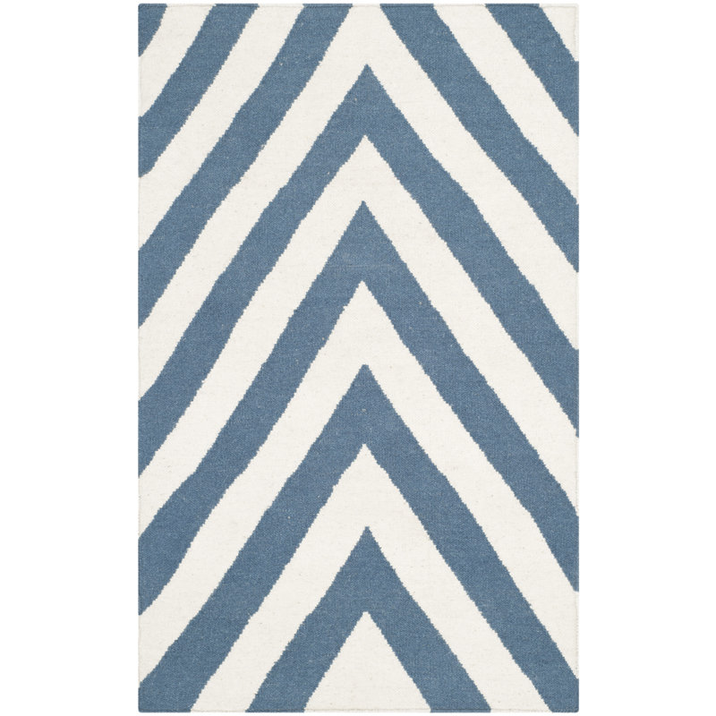 Leilani Chevron Wool Hand Woven Area Rug, Rectangle 76 x 122 cm