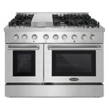 Cosmo 48 in. Lumin Collection 6.7 cu. ft. Double Oven Dual Fuel Range with 6 Sealed Burners, Rapid Convection, Stainless Steel