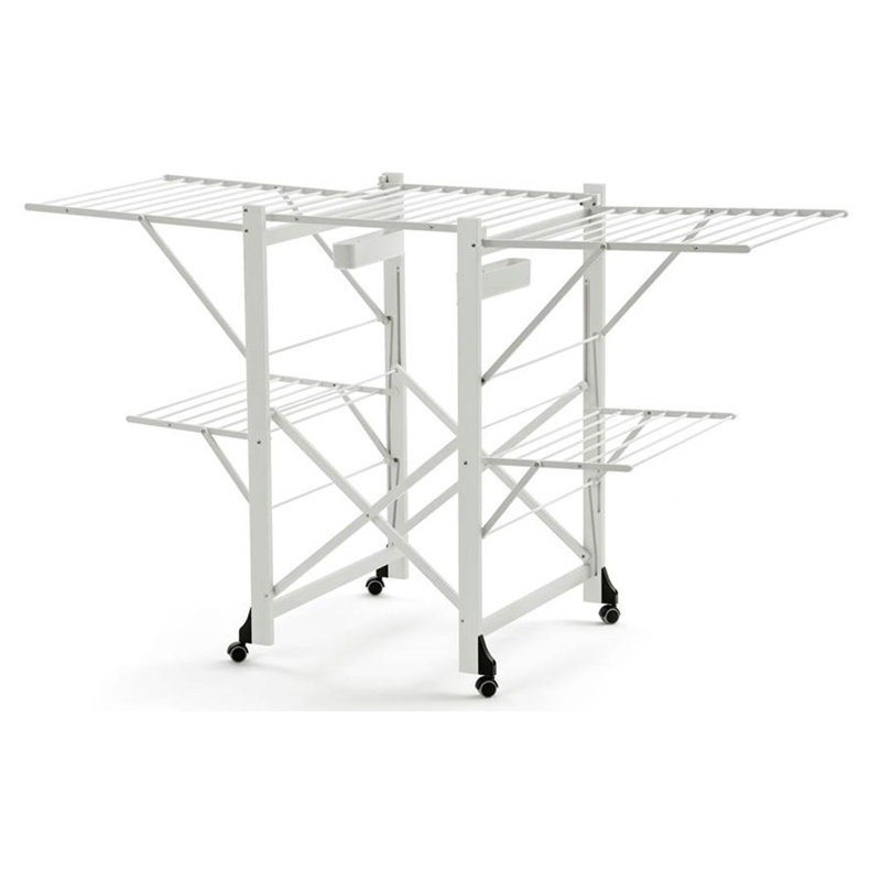 Millwright Wood Foldable Freestanding Drying Rack, White