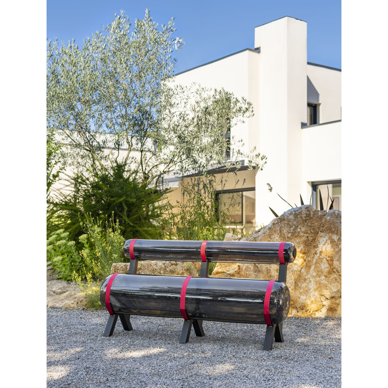 L150 Aluminium And Crystal Black PVC Bench, Black