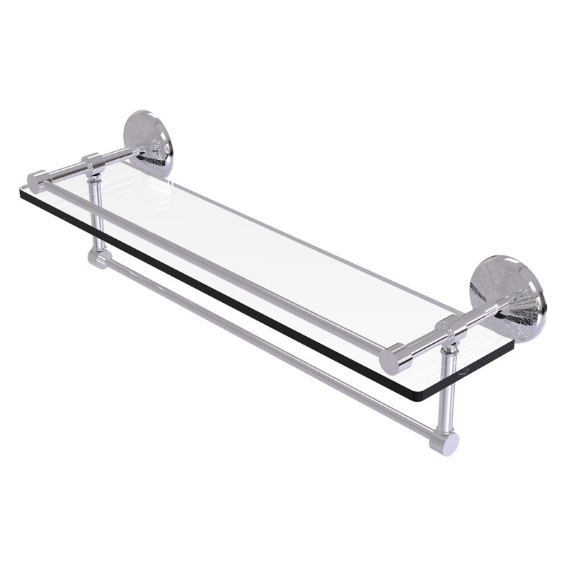 Tilney Bracket Shelf with Towel Bar, Polished Chrome, 5'' H X 22'' W X 5.5'' D