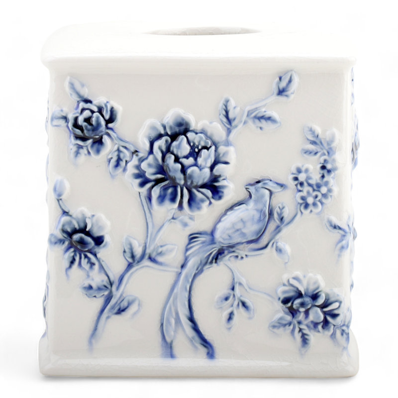 Tissue Box Cover, Blue/White