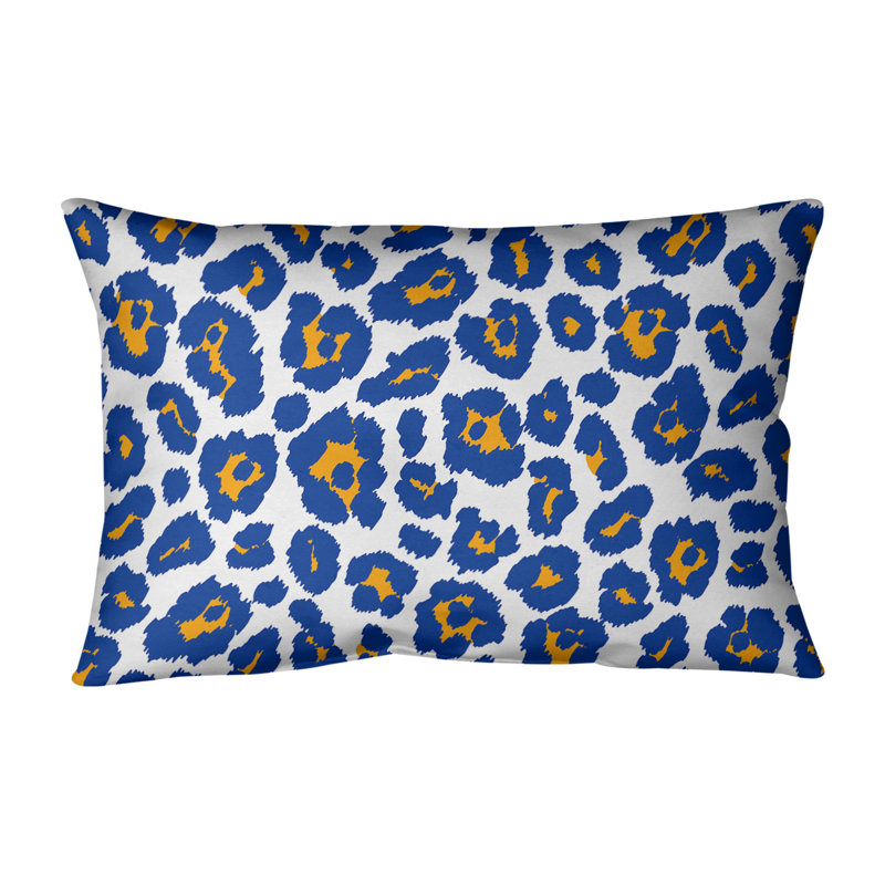 Housse de coussin rectangulaire LA football, Blanc / bleu, Polyester filé