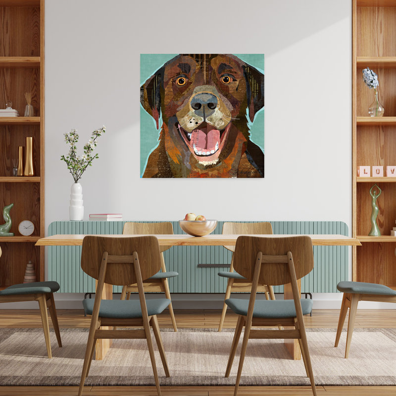 Chocolate Lab Contemporary Dog Art, 36" H x 36" W