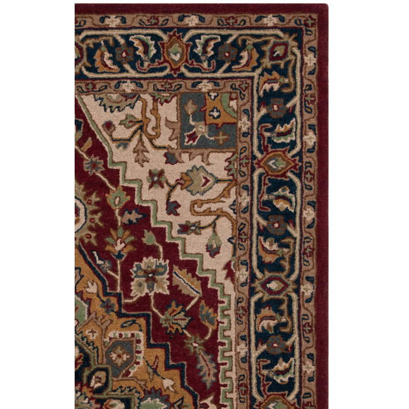 Montey Hand Tufted Wool Cotton Oriental Rug in Red/Ivory, Rectangle 8' x 10'