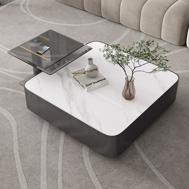 Ensemble de tables basses luxueuses de style italien, H 12,6 po x L 39,4 po x l 39,4 po