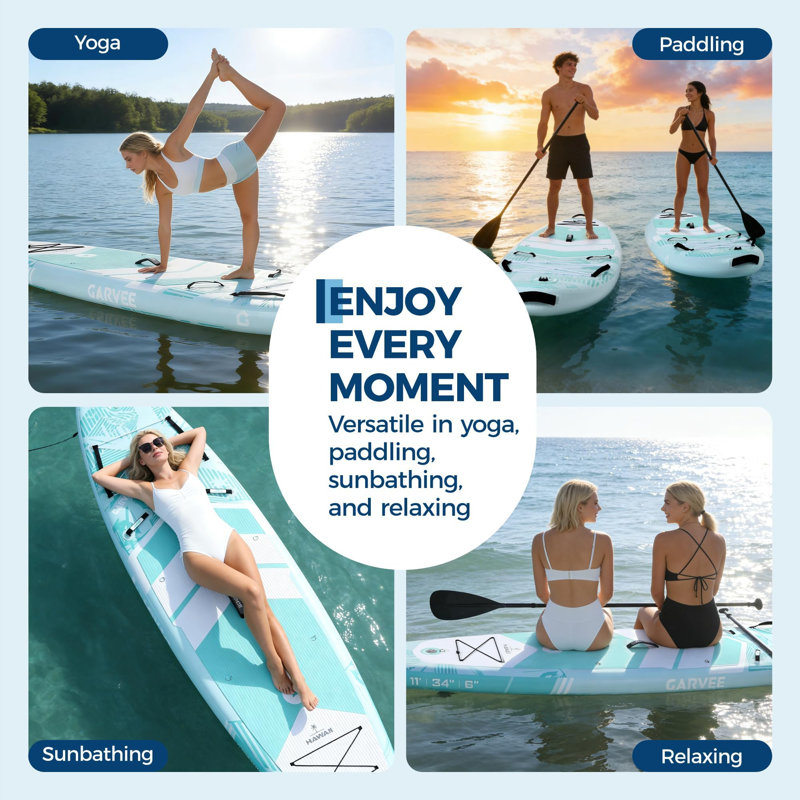 335x86x15cm Inflatable Stand Up Paddle Board for Adults, Full Accessories Set with Paddle, Backpack, Pump, Non-Slip EVA Surface, Phone Case, for All Skill Levels