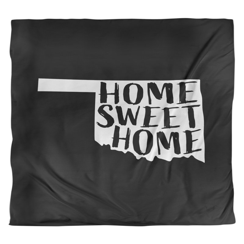 Housse de couette Home Sweet Oklahoma, Housse de couette pour très grand lit, Noir, Microfibre