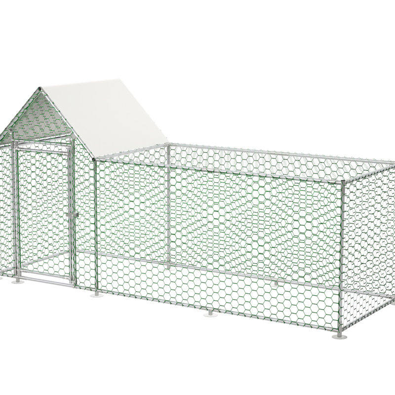 Cage à poulet avec grillage métallique et clôture protégée, Petit (H 59,6 po x l 119,1 po x P 42,2 po)