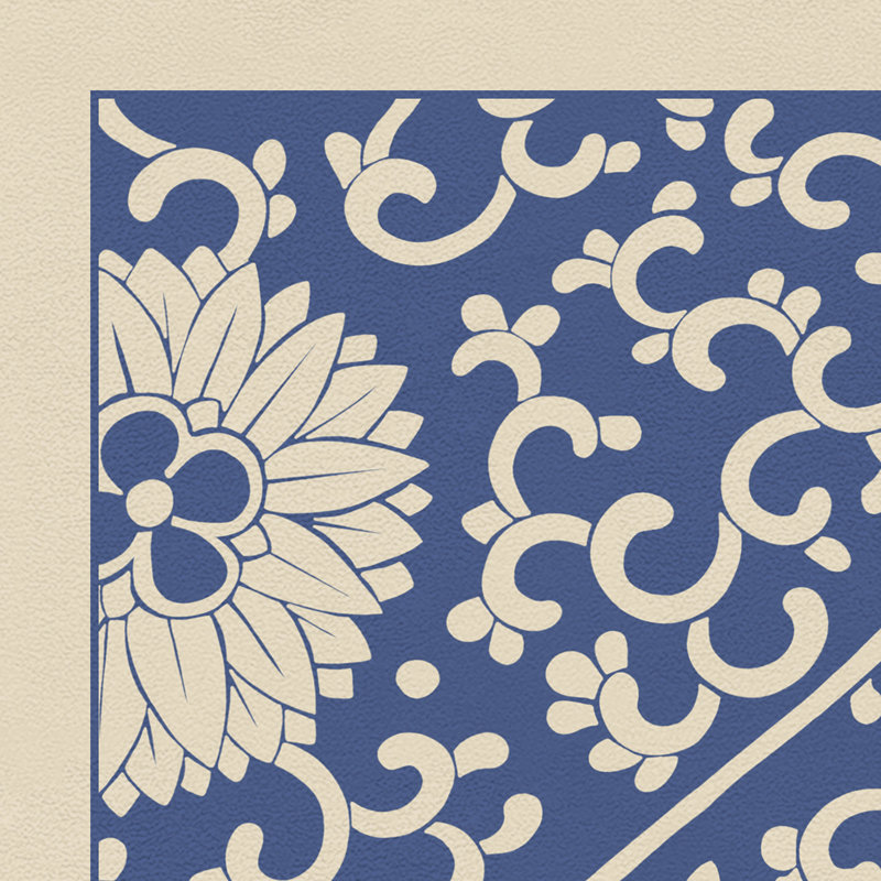 Hawarden Vinyl Floral Indoor Rug, Rectangle 4' x 6'