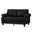 Canapé moderne de 151 cm (59,5 po) en cuir de vache noir, clous argentés sur les accoudoirs ronds, structure en bois massif, coussin d'assise en mousse haute densité, housse amovible, rangement de style classique, ressorts ensachés